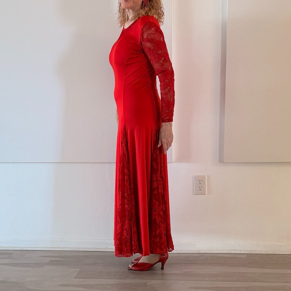 Valentine Red Dance America? (No Tags) Sz M-L Smooth Ballroom Dress - Picture 3 of 10